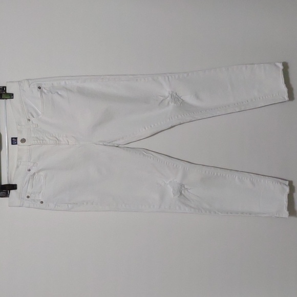 Gap High Rise True Skinny Jeans - White Distressed with Raw Hem Size 29 - Picture 5 of 15